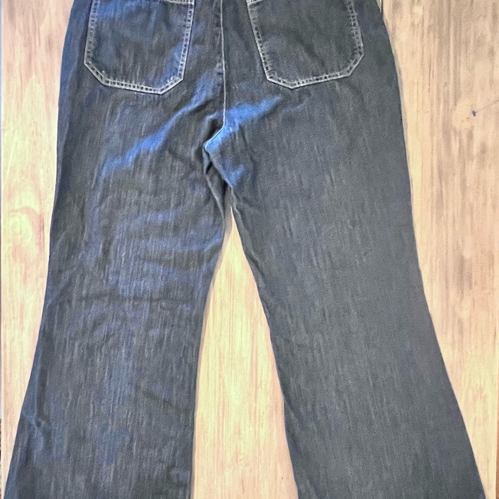 LONDONJEAN Premium DARK Denim FLARE Jeans SIZE 12  100% Cotton Zip up Button - Picture 3 of 8